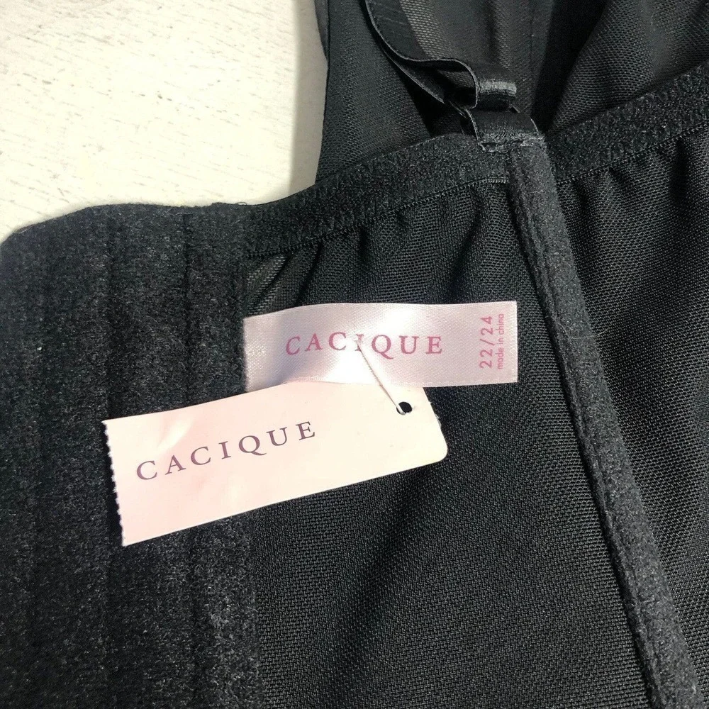Cacique Womens Plus Size 22/24 Black Coquette Whimsigoth Shapewear Intimates New